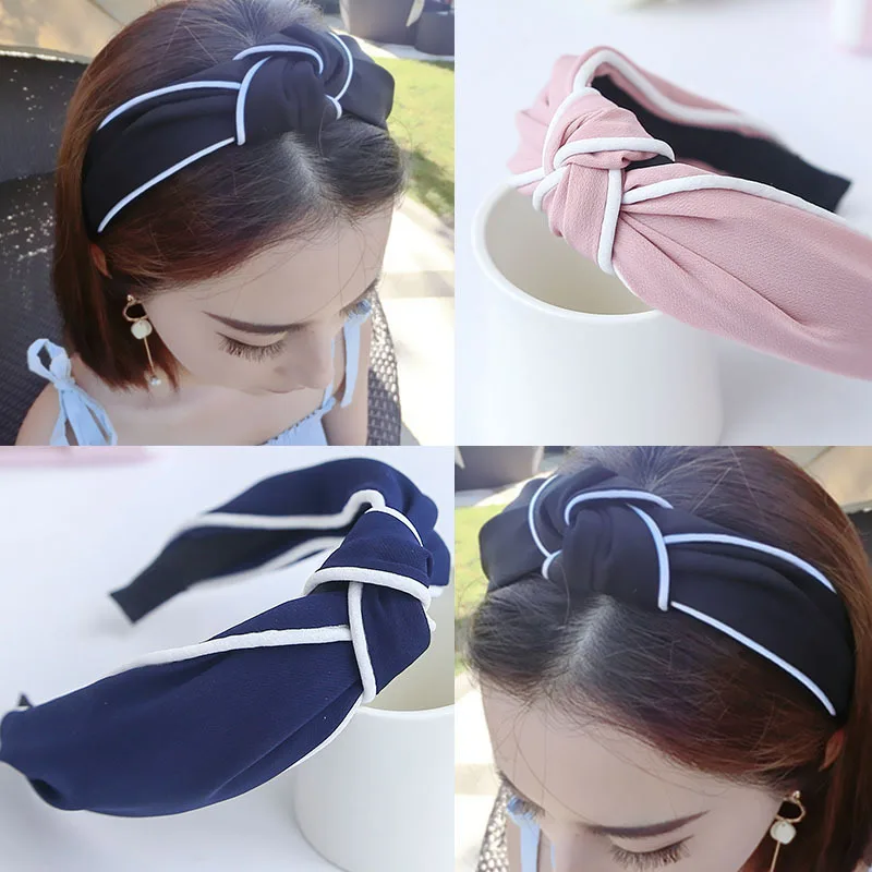 

Korean Style Chiffon Headband Wide Bow Knot Design Forest Fairy Tone Hair Hoop for Women Elegant Hair Accessories
