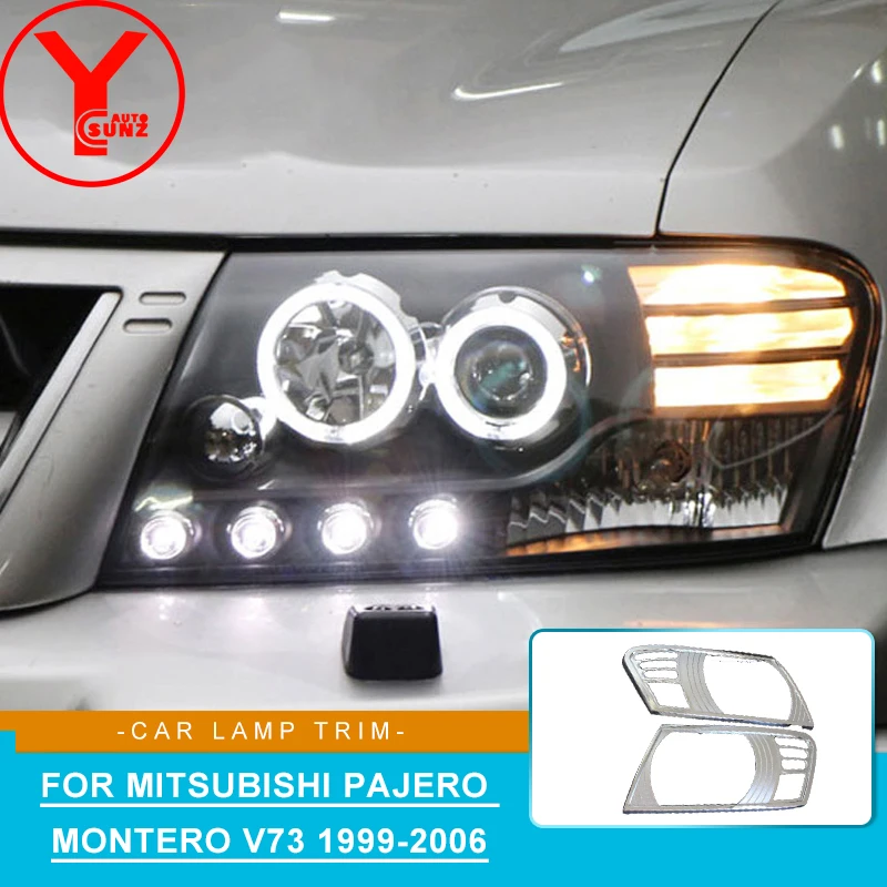 

Chrome Head Lights Lamp For MITSUBISHI PAJERO MONTERO V73 1999-2006 2000 2001 2002 Accessories ABS Auto Parts Car Styling YCSUNZ