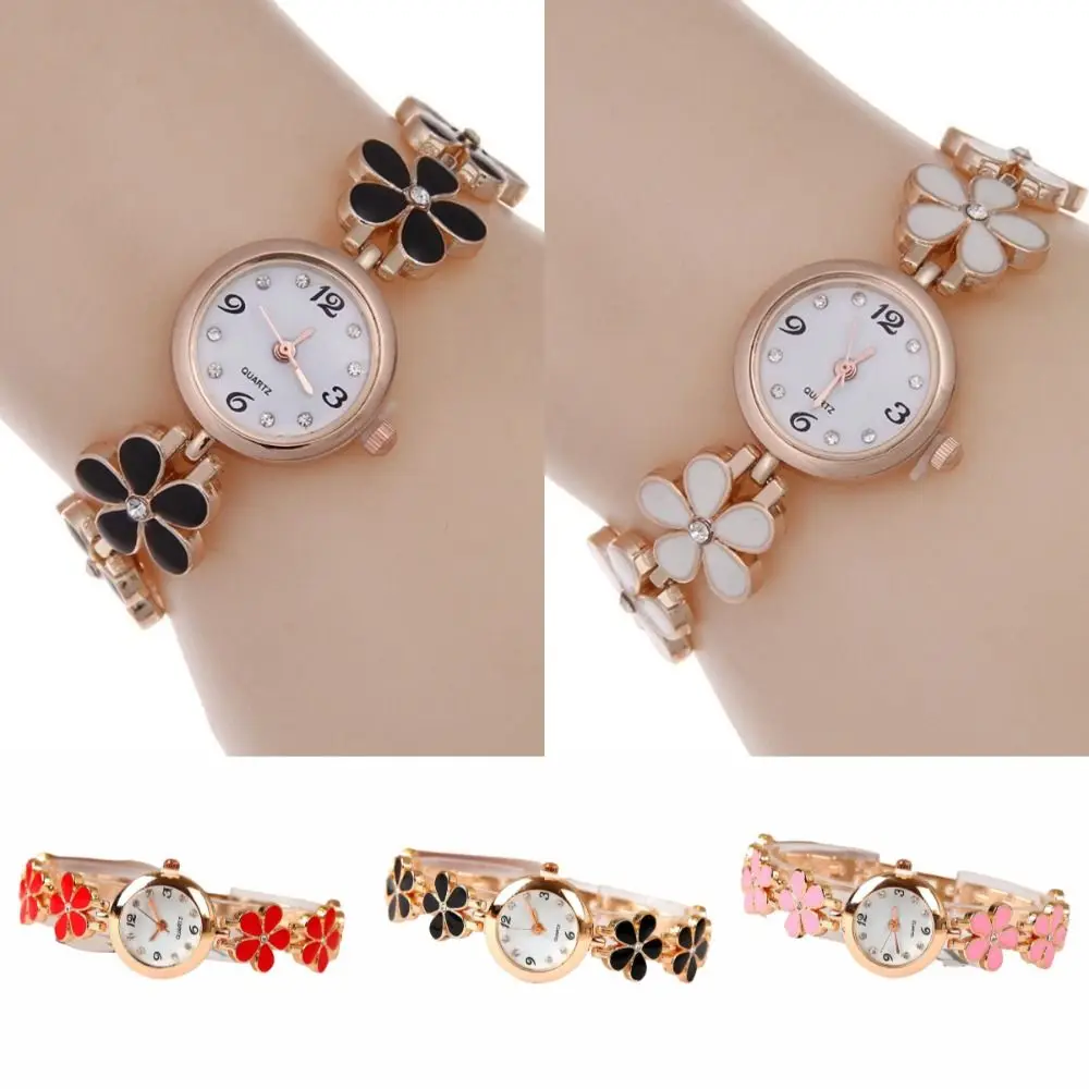 High Quality Multi Color Women's Quartz Watch Five-Leaf Flower Small & Delicate Ladies Watch Fashion Bracelet Girls Jewelry