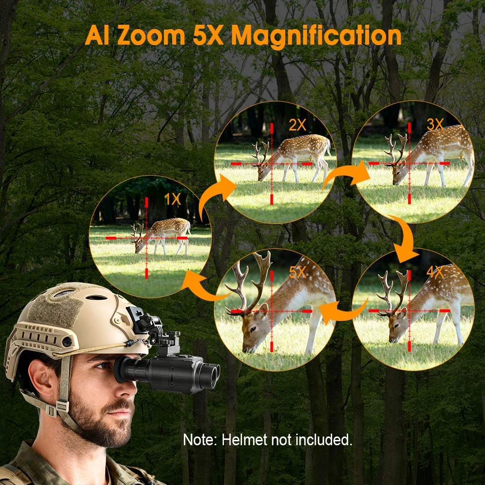 جهاز رؤية ليلية مثبت على MegaoreiHead 1980 * 1080 850nm/940nm AI ZOOM 5X 1.4 بوصة كاميرا صيد خارجية فائقة الوضوح