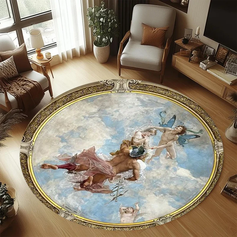 Custom Papel De Parede Para Quarto Em Large Pool of European Painting Ceiling Lamp Ceiling 3D Mural Wallpaper Angel Wall Paper