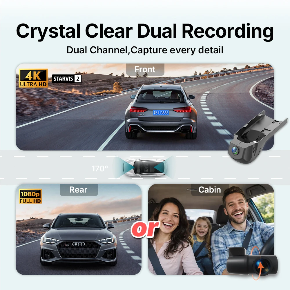 4K Dual Lens Smart HD Cloud Dash Cam with 4G GPS Parking Roadwatch Front/Rear Recording  Sensor Night Vision IPS Screen view 4