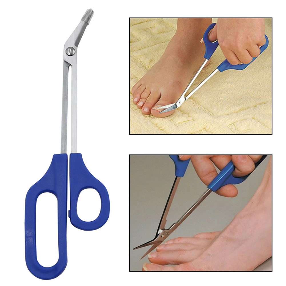 Long Handle Toenail Scissor Angled Blades Nail Clippers Stainless Steel Thick Ingrown Nail Scissors Nail Care Tool for Men Women