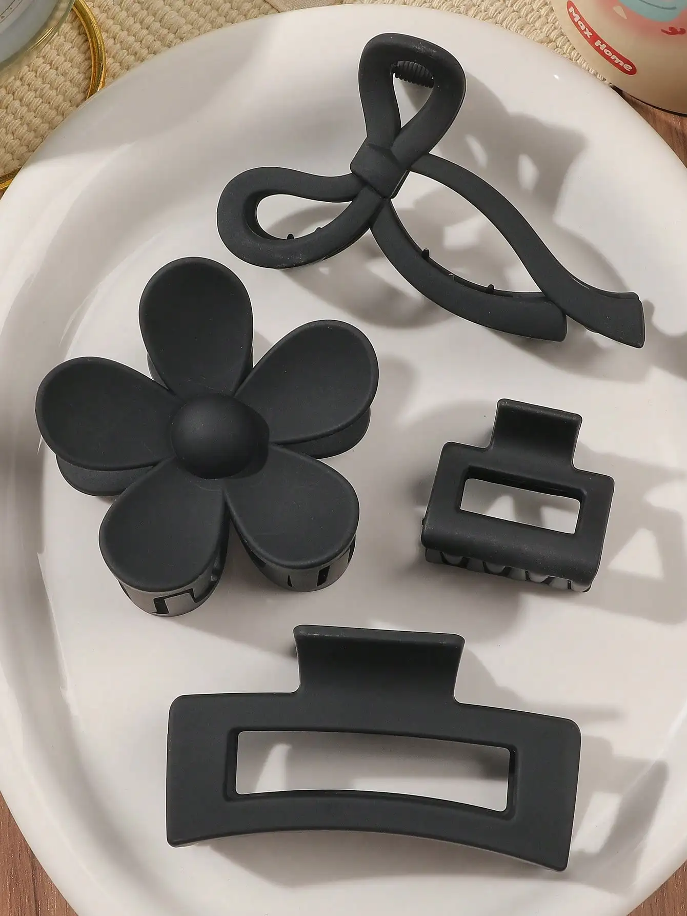 4 Stück neutrale Farben, große Krallenklammern für Frauen, quadratische und blumenförmige Haarspangen für dickes Haar, verschiedene Stile, Haar-Accessoires – Detail 9
