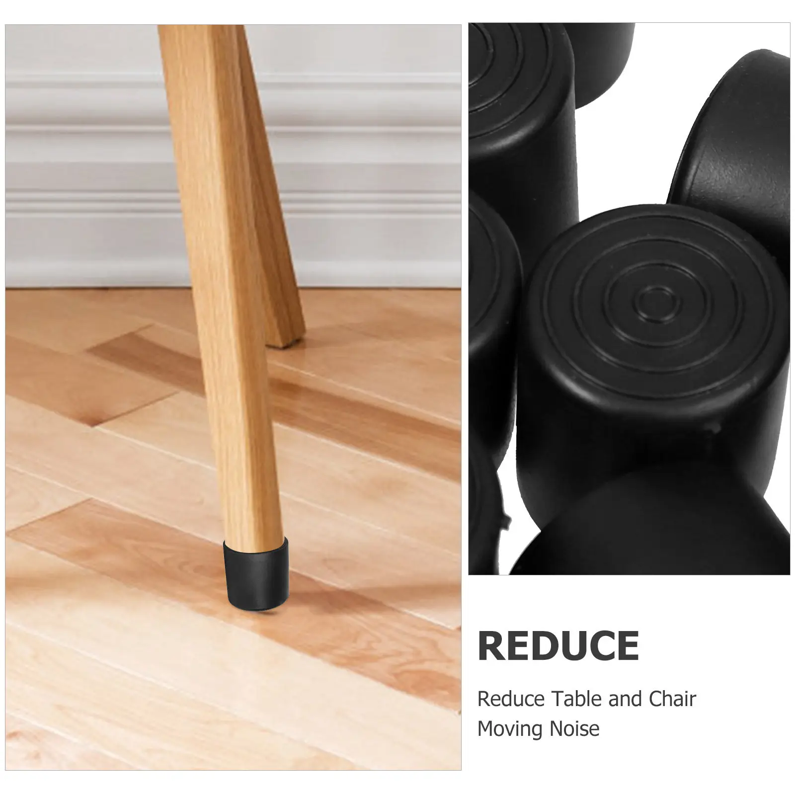 20Pcs Chair Leg Floor Protectors Black Round Soft Rubber Caps 22Mm Non-Skid Furniture Feet Covers Chair Leg Floor Protectors