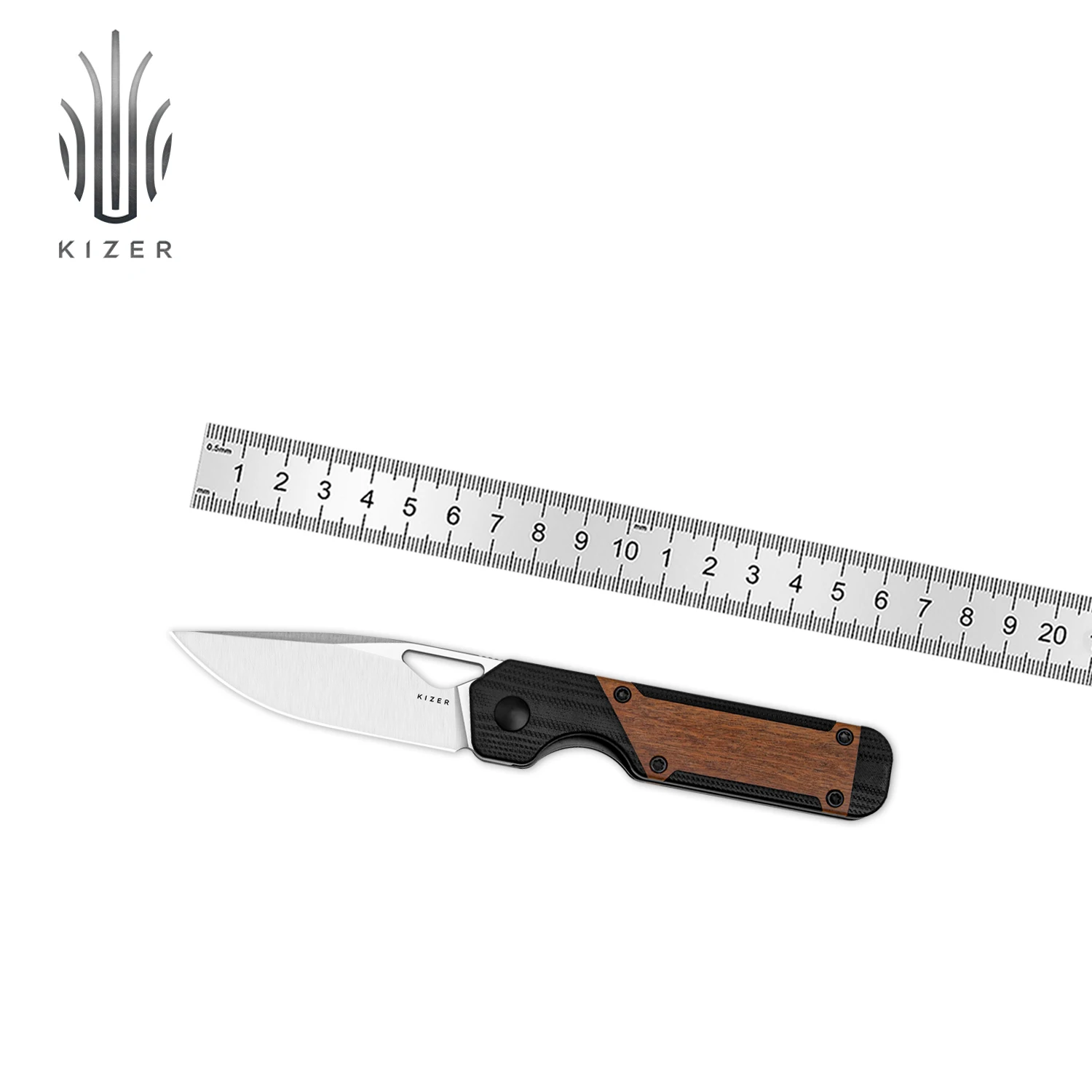 

Kizer Pocket Knife Mini Militaw V3634SA4 G10+Mkuruti Wood With NitroV Blade Bushcraft Hunting Survival Sharp Knife