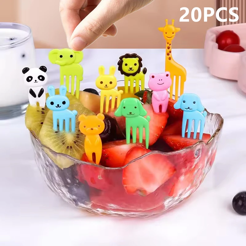Animal Farm Fruit Fork Mini Cartoon Children Snack Cake Dessert Food Pick Toothpick Bento Lunches Party Decor Random Color
