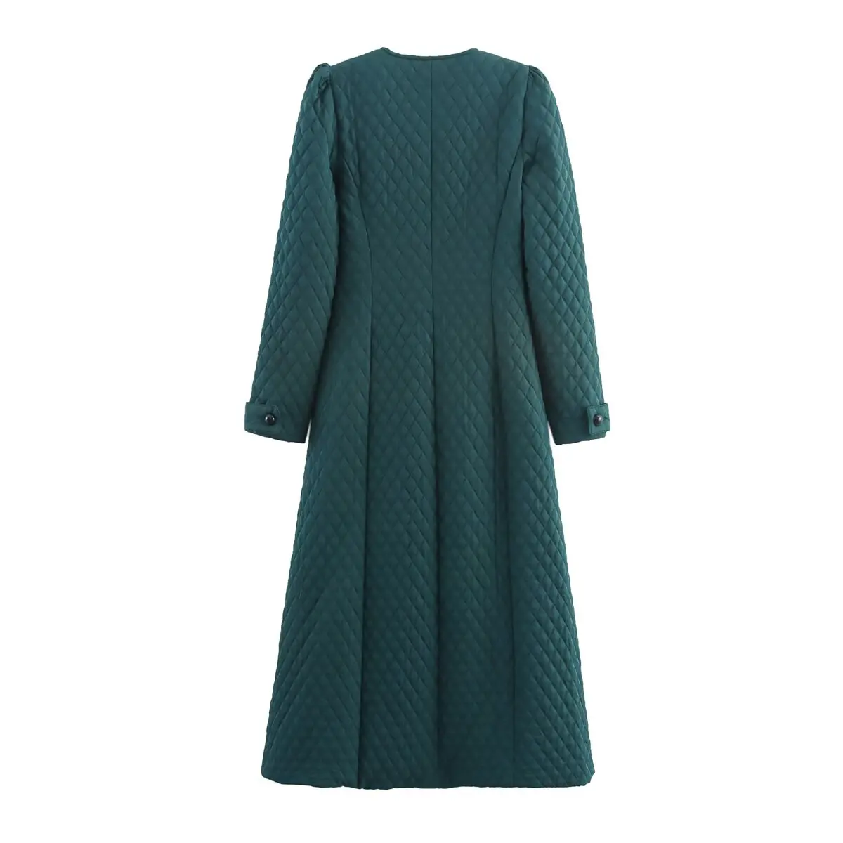 

JNLEAOG Новое осеннее женское длинное пальто с ромбовидным узором и вышивкой Sli для поездок на работу, облегающее круглое пальто из полиэстера на одной пуговице...