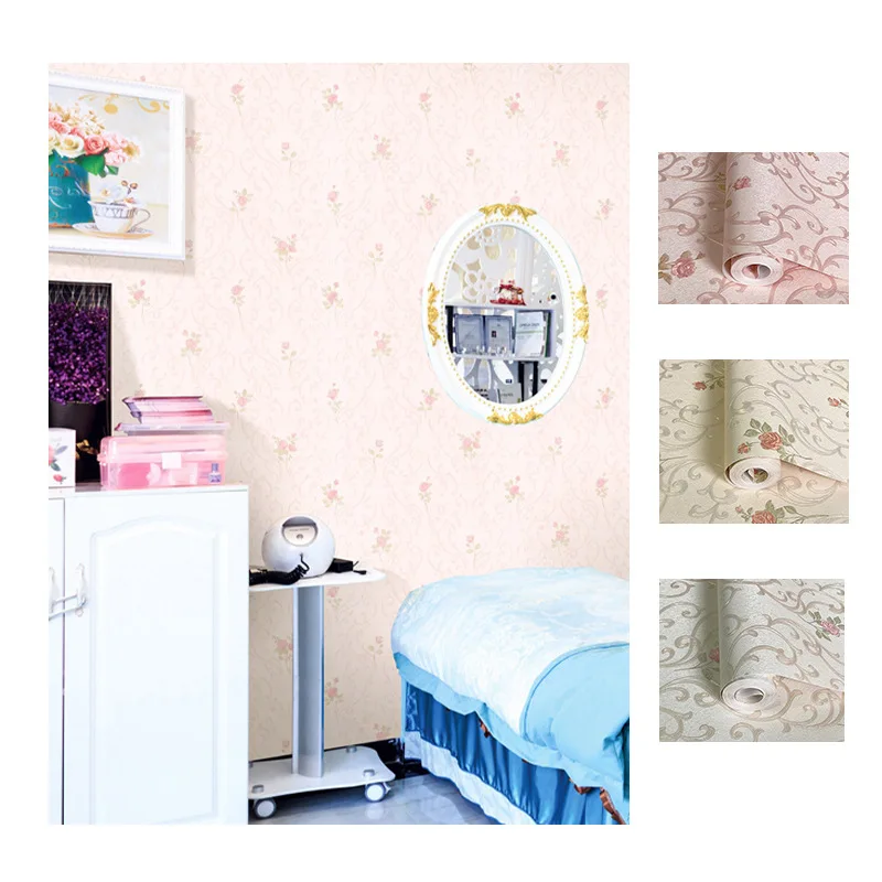 

Обои в европейском пасторальном стиле с мелким цветочным узором, теплые, для спальни, гостиной, салона красоты, фоновой стены за телевизором, декоративные, тисненые