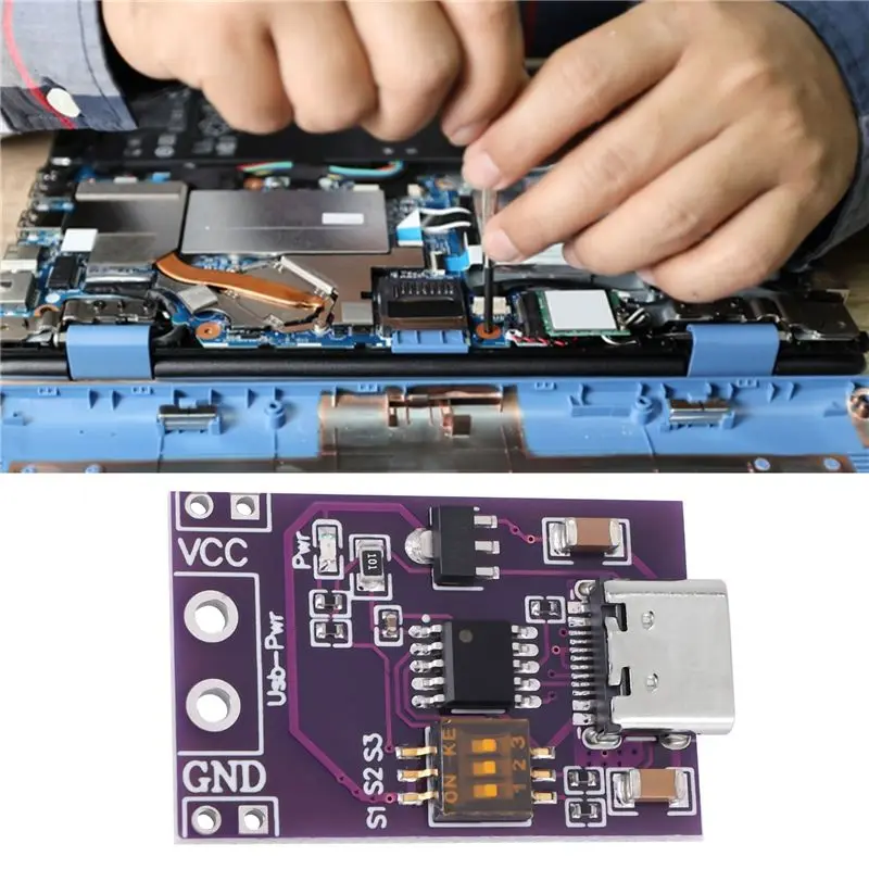 N35R-Type-C QC AFC PD2.0 PD3.0 To DC Spoof Scam Fast Charge Trigger Detector USB-PD Notebook Power Supply Change Board Module