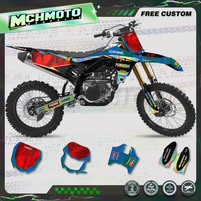 MCHMFG Holographic Chrome Racing Stickers Kit for Yamaha YZF250 19 20 21 22 23 YZF450 18-22 WRF450 19-22 WRF250 20-23 Offroad