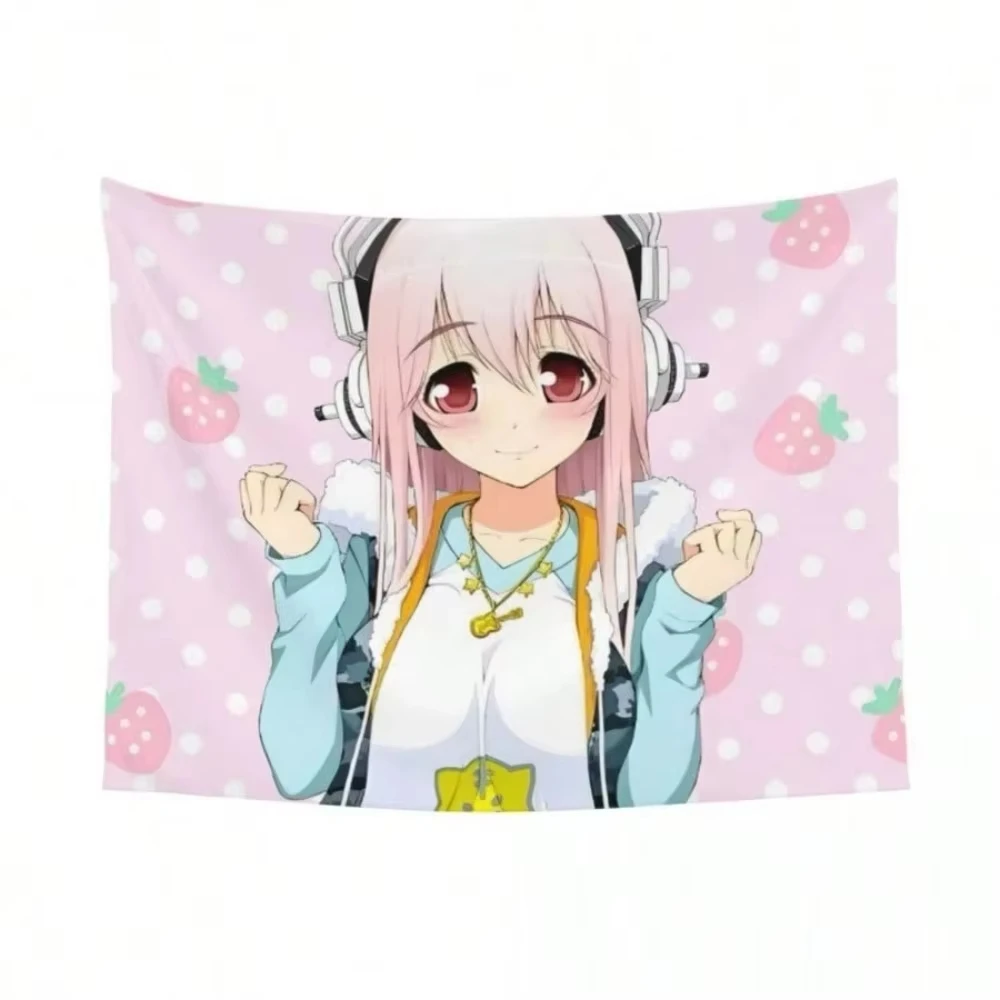 Super Sonico Anime Kawaii Mädchen Wandteppich Bedruckter Wandbehang Niedliche Comic INS Decke Raumdekoration Wandtuch Wandbehang