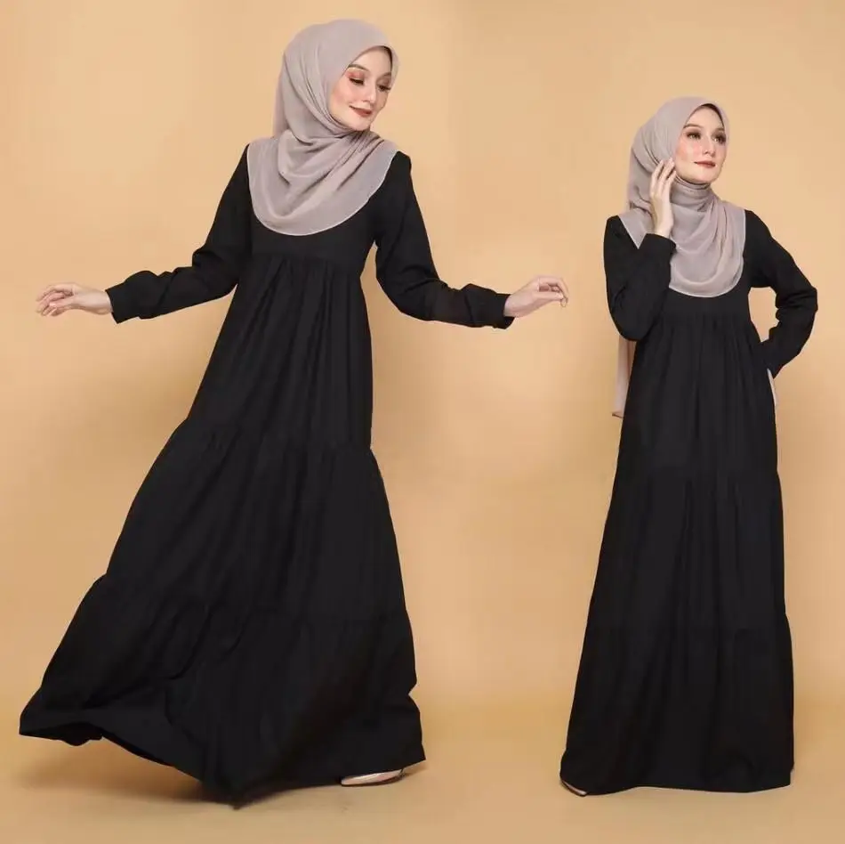 Arab Muslim Long Robe Abaya for Women Dresses Solid Jalabiya Morocco Dubai Eid Vestidos Kaftan Islam Modest Ramadan Abayas