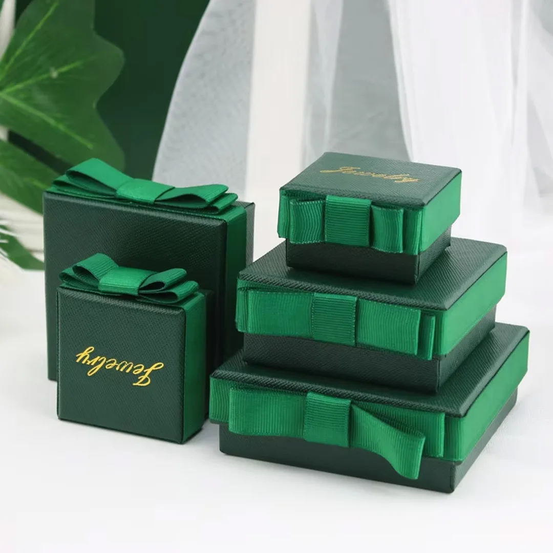 

24Pcs/Lot Can Personalized Logo Jewely Carton Paper Gift Boutique Box Packaging Bow Braclet Necklace Display Storage Orangizer
