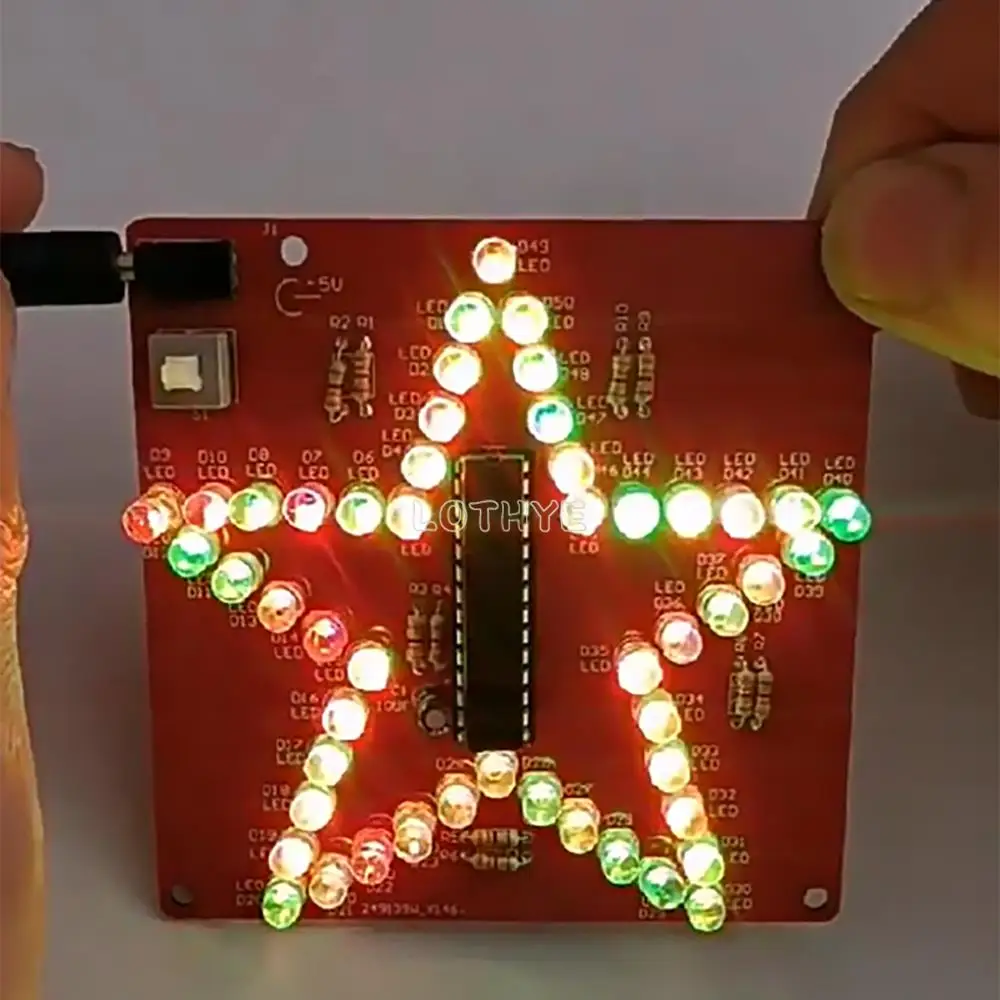 Colorful Dazzling LED Pentagram RGB Flow Lights DIY Electronic Kit 51 Microcontroller 5V Electronic Component Soldering Assembly view 5