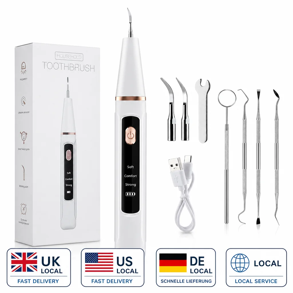 Removedor de Tártaro Dental Elétrico Ultrassônico, Ferramenta de Escovação para Cuidados Orais, Clareamento de Dentes e Remoção de Manchas e Placa