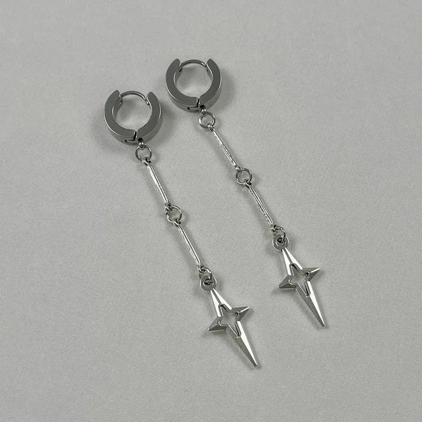 Gotycka biżuteria krzyż kolczyki wiszące w kształcie gwiazdki Punk Charms szwy kolczyki z nitami dla kobiet koreańska moda akcesoria