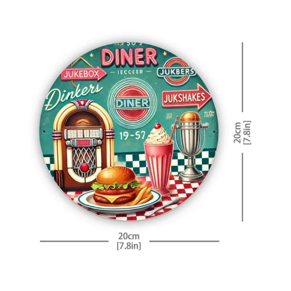 Premium 1950s - Style Diner Sign. Metal Wall Art. Ideal for Home, Kitchen, Dining Room. Adds Retro Flair.