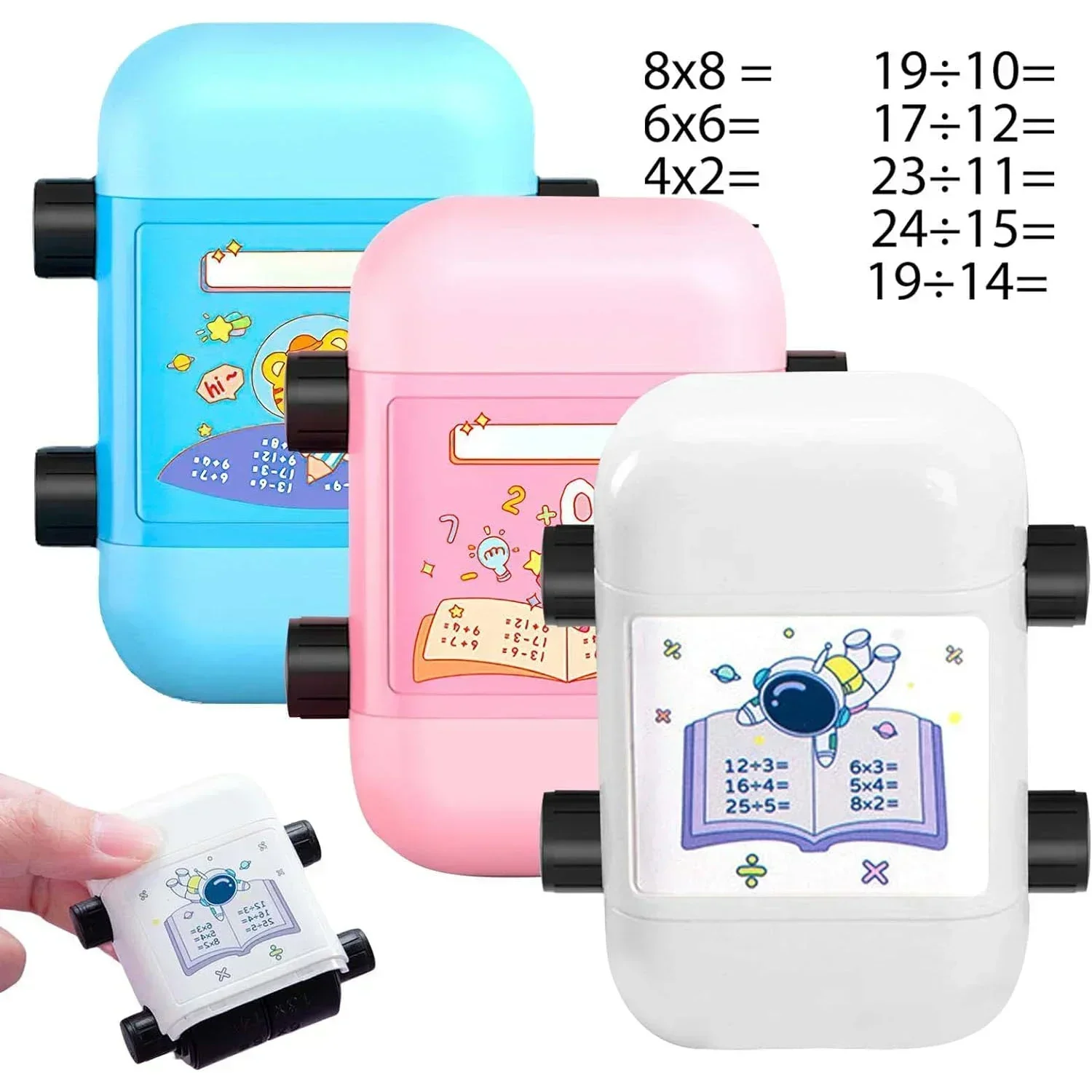 Timbres de pratique de mathématiques intelligents, timbres fuchsia pour enfants, tête de touristes de multiplication et de division, rouleau mathématique 2 en 1, moins de 100