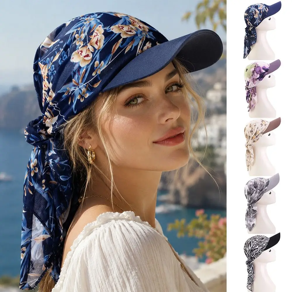 Pre-Tie Headscarf Headscarf Hat Flower Print Sun Protection Chemo Headwear Lightweight with Scarfs Headwraps Outdoor Sunshade