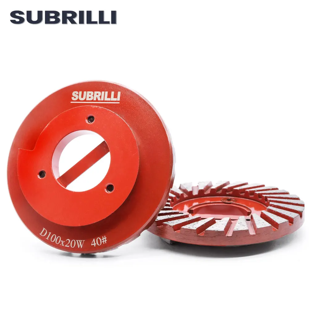 

SUBRILLI 4" Snail Lock Diamond Grinding Wheel Metal Bond Segment Dry Wet Abrasive Tool Concrete Stone Granite Marble Sand Disc