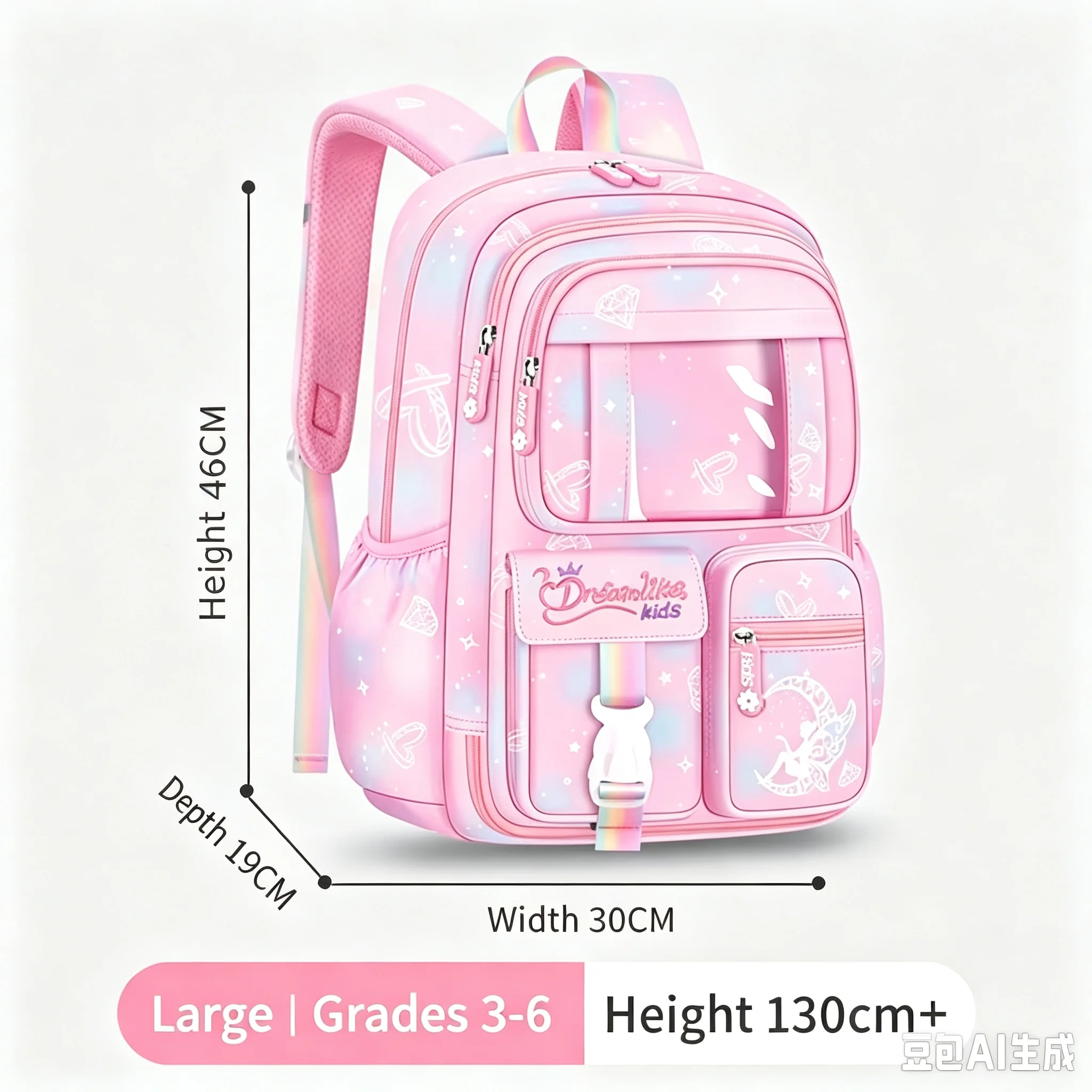 Ultra-lightweight Large-capacity Anti-splashing Refrigerator Door Opening Schoolbag Primary School Female Large-capacity