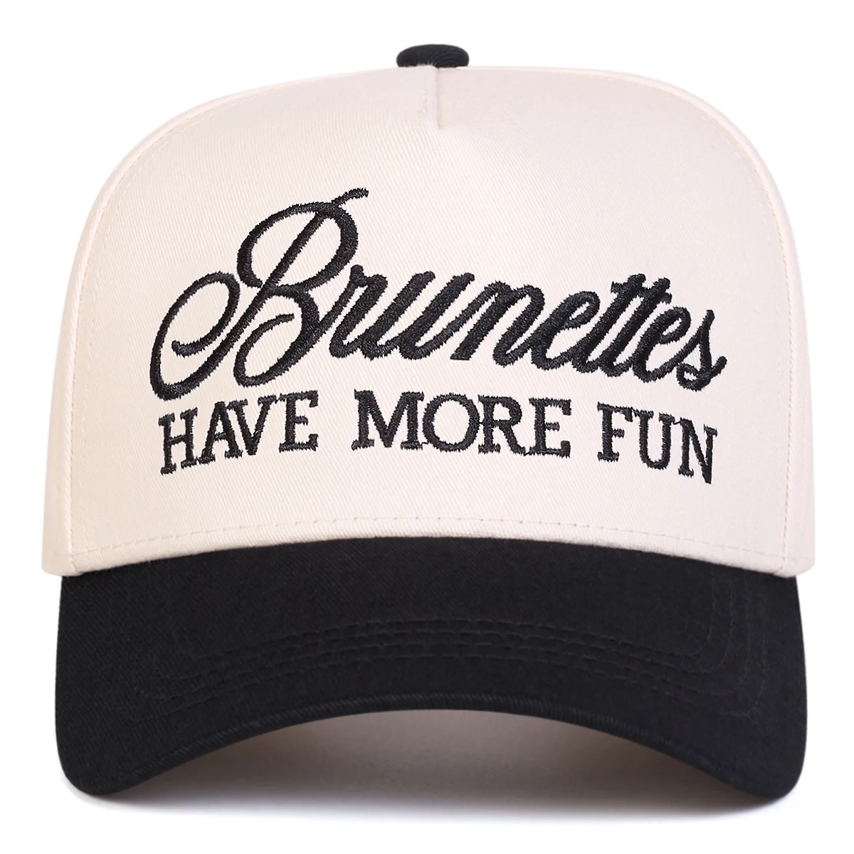 Unisex-Baseballmützen mit Stickerei „BRUNETTES HAVE MORE FUN“, für Frühling und Herbst, verstellbare Freizeithüte für den Außenbereich, Sonnenschutzhut, Sportkappe – Detail 2