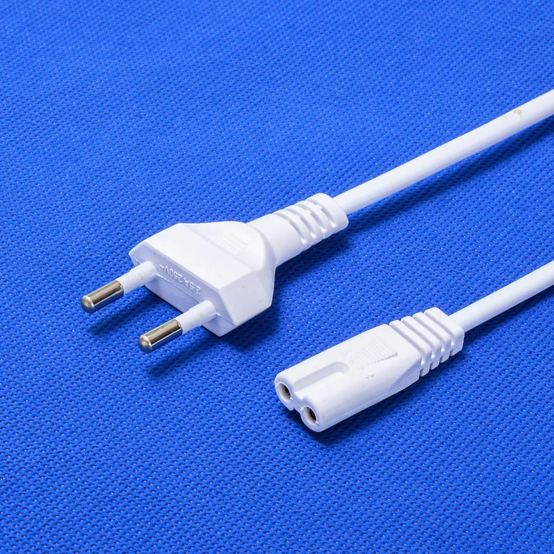 

2 шт., белый 1,5 м, 2-контактный разъем переменного тока, вилка европейского стандарта, кабель питания, высококачественный шнур, провод питания для настольного ноутбука/настольной лампы