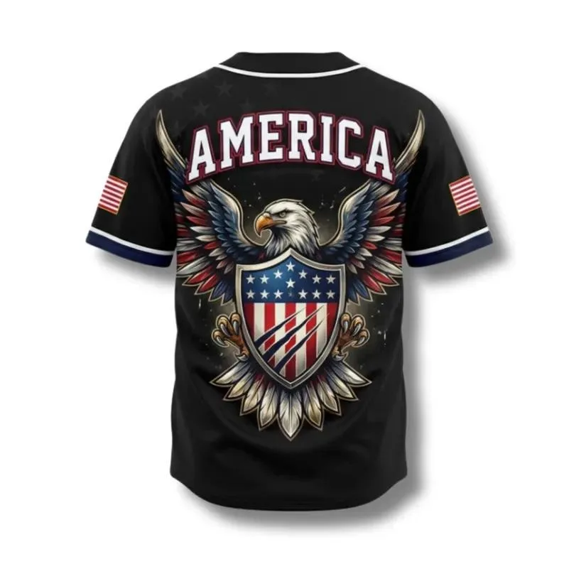 USA Eagle All Over Print Baseball Jersey, Patriotic Button Up Shirt, USA 250 Years Baseball Jersey, 1776–2026 Semiquincentennial
