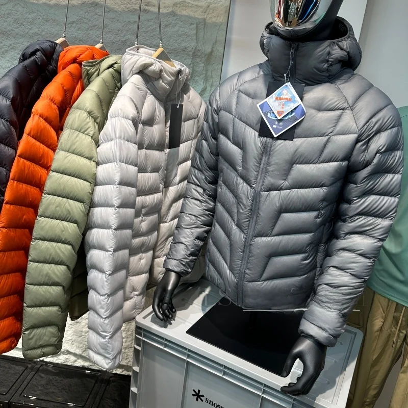 

Waterproof 900 Fill Power White Du down Puffer Jaet with Hood for Men And Women Casual Sle Ci Leisure Long Sve