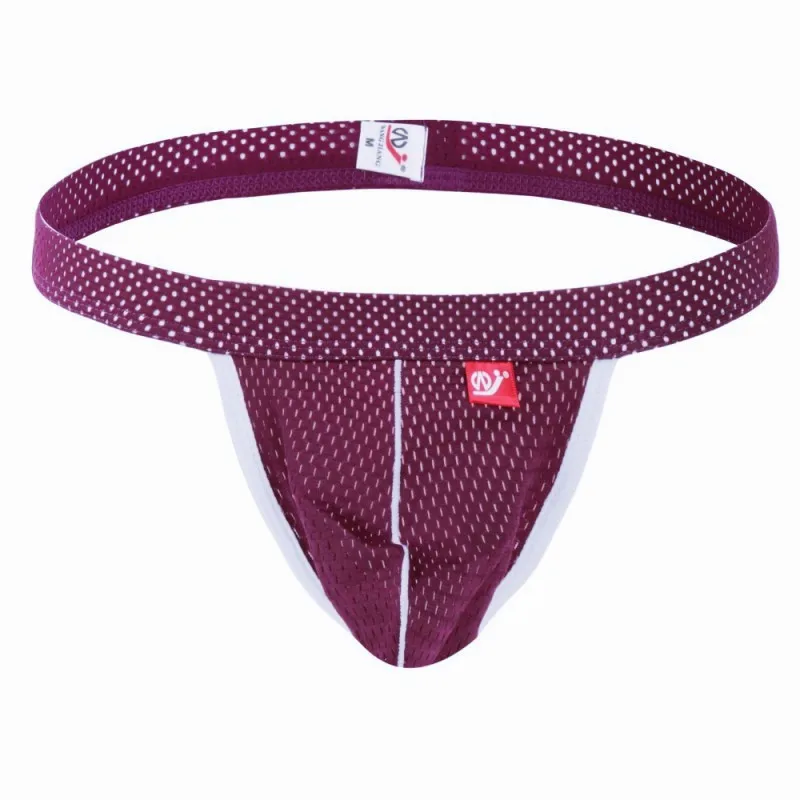 1PCS Men's sexy underwear with low waist U-shaped breathable mesh thong T-pants
