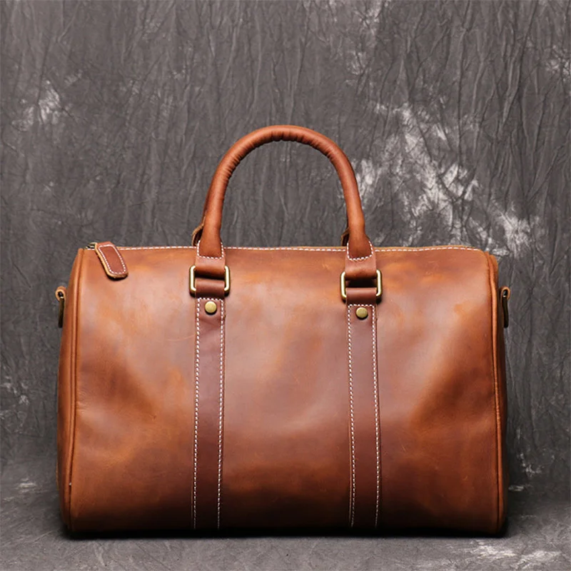 

Bussines Travel Briefcase for Men Genuine Leather Bag Male Real Handbag Men's Large Gym Shoudler