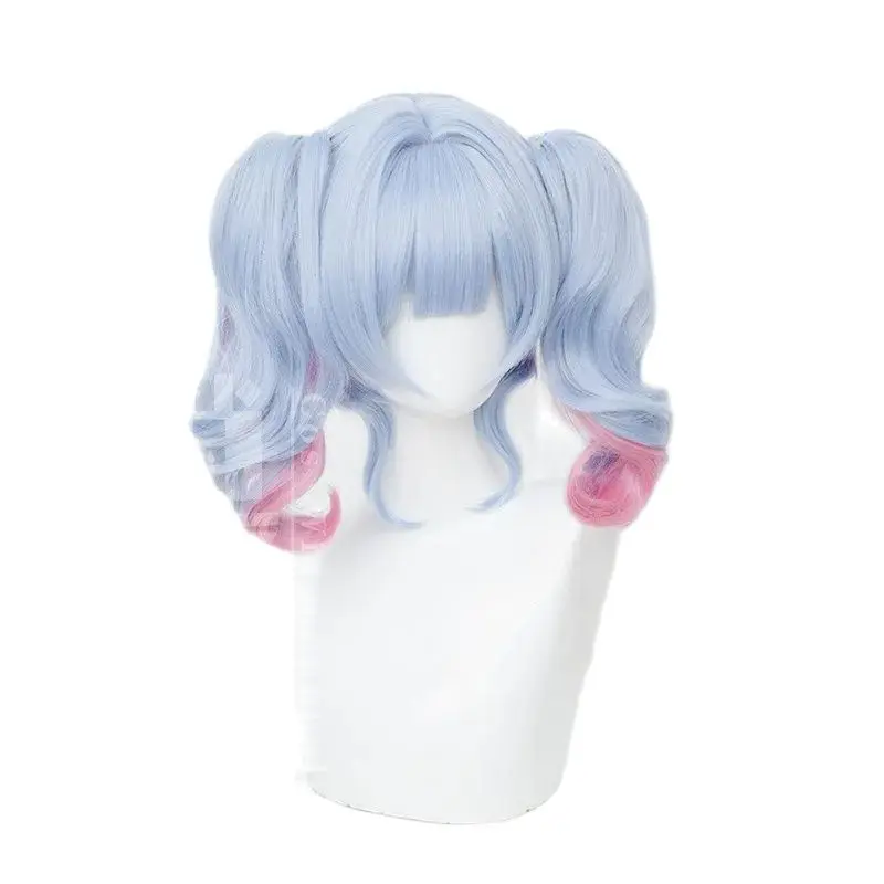 Nuovo! Parrucca Miku Cos 40CM Blu Rosa Bicolore Resistente al calore Capelli sintetici Hatsune Halloween Party Cosplay Parrucca anime + Protezione parrucca gratuita