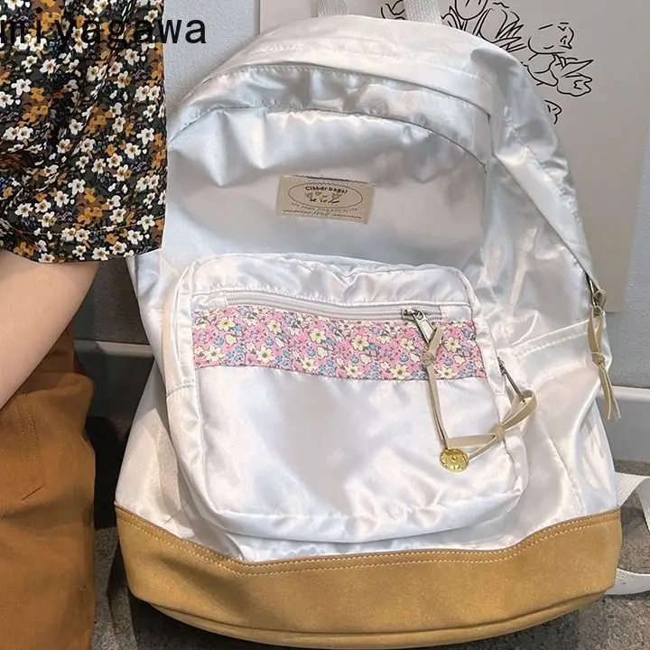 Mochila floral a laser miyagawa para meninas, mochilas versáteis do ensino médio japonês, estilo coreano, INS