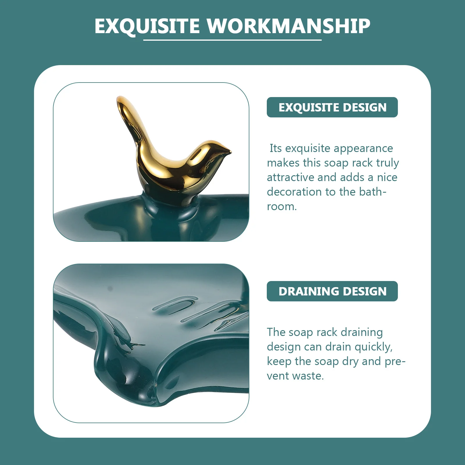 

Exquisite Soap Stand Ceramic Draining Design Bathroom Kitchen Sink Bathtub Easy Clean Mellow Surface Attractive