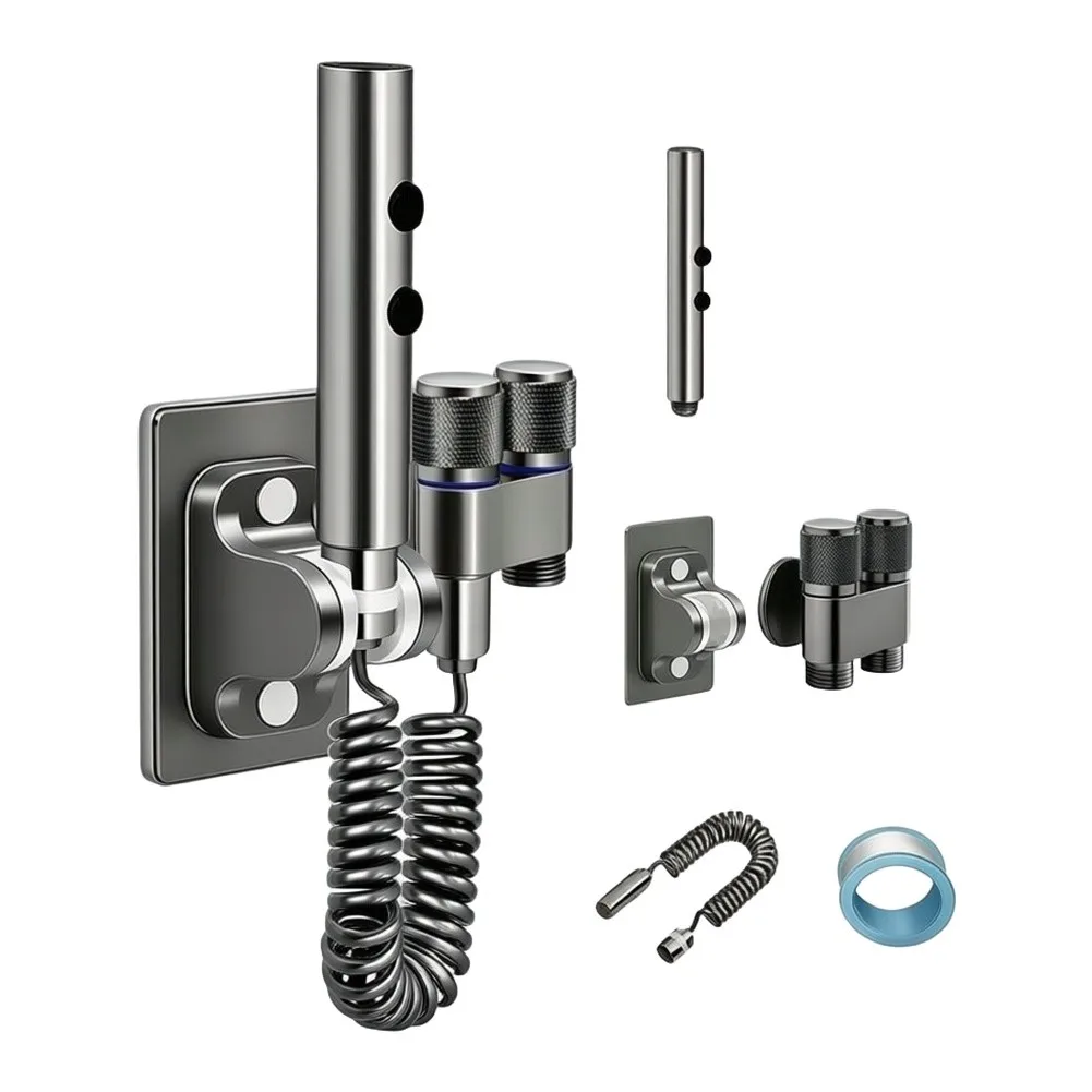 Hand Held Bidet Sprayer with Stainless Steel Main Body Brass Components and Rotating Wall Bracket for Easy and Storage