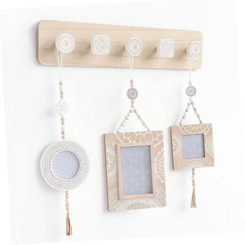 Wall Mounted Coat Rack,Entryway Hanging Coat Rack,Wood Coat Rack With 5 Hooks Rail For Coat, Scarf, Bag, Towel Easy To Use