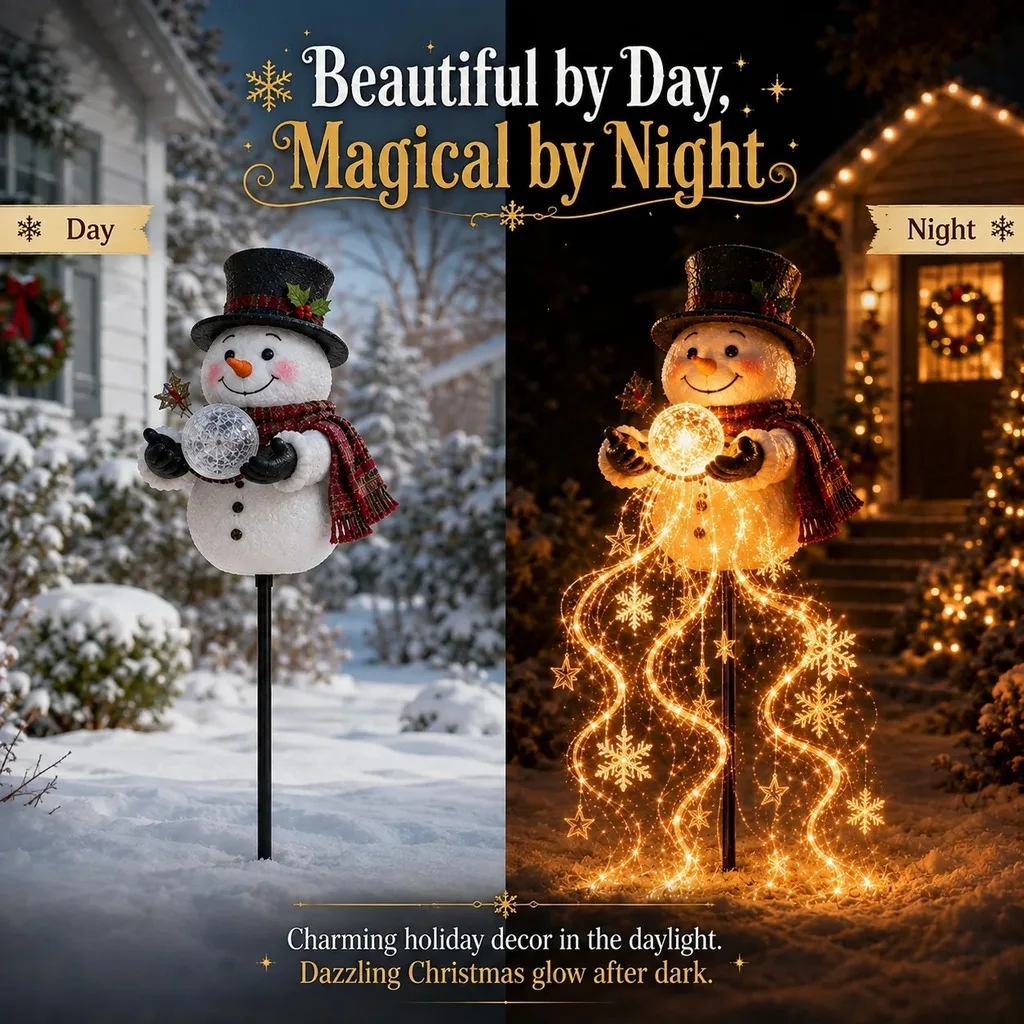 Animated Garden Stake Light Cute Flowing Snowflake Light Christmas Garden Stake Light Animated Snowman  Fountain