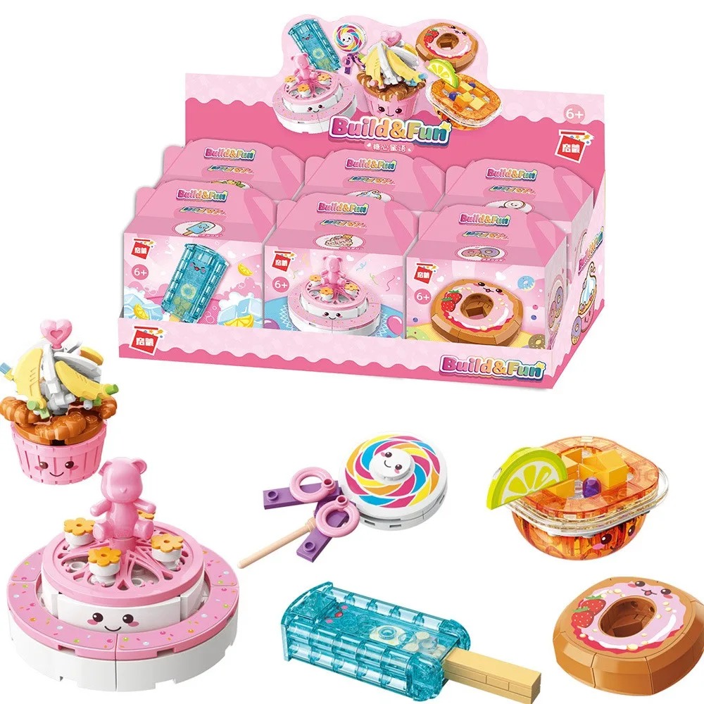 Keeppley Happy Fast Food Set Building Blocks Hamburg Lollipop Ice Cream Assemble Model Puzzle Toys Desktop Ornaments Kids Gifts