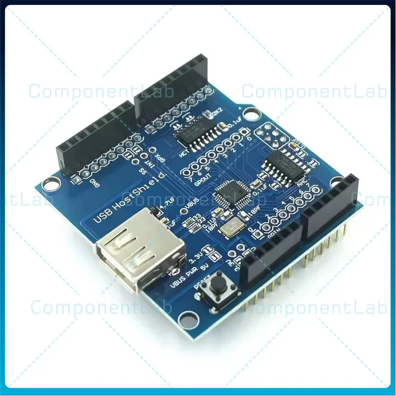 USB Host Shield compatible with Google ADK supports UNO, MEGA, MAX, and 3421 development board modules.