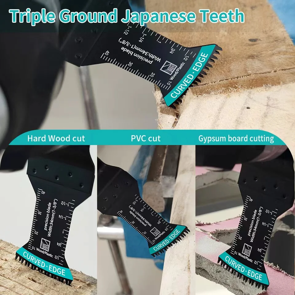 Conjunto de lâminas multitool de borda curva, dente japonês, lâminas de serra oscilante, corte multifuncional para madeira, plástico, 3 pcs, 6 pcs,