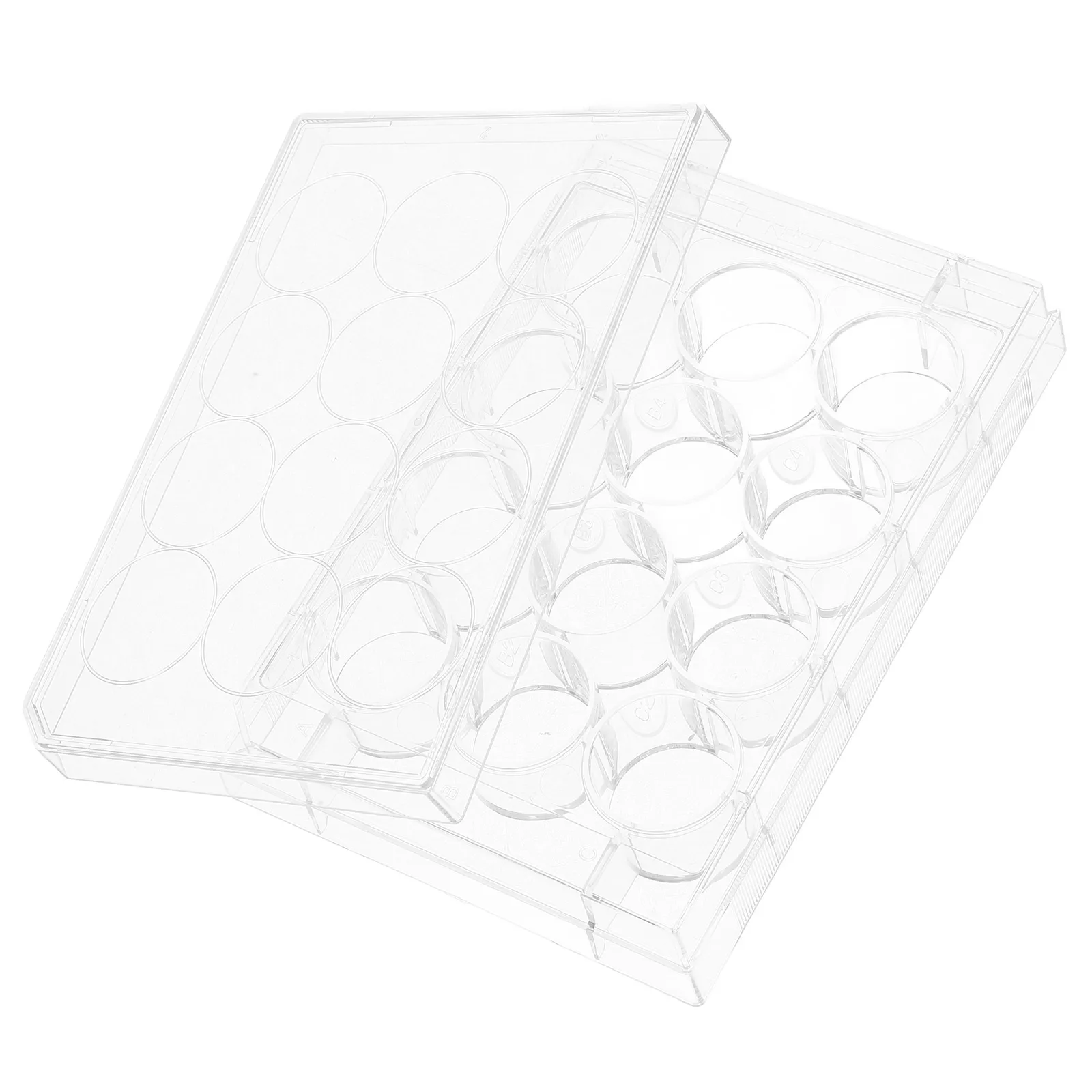

12 Well Tissue Plate Dish Lab Equipment Plastic Flat Surface Multi-Function Cell Growth Observation With Lid For