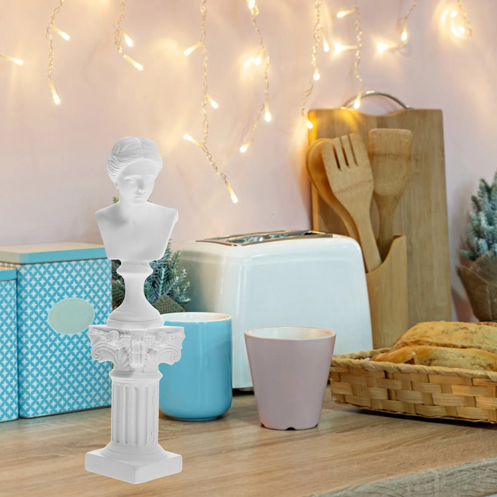 

1 set 1 Set Resin Goddess Roman Column Bust Sculpture Desktop Statue Decor For Home Garden Lightweight Character Ornament