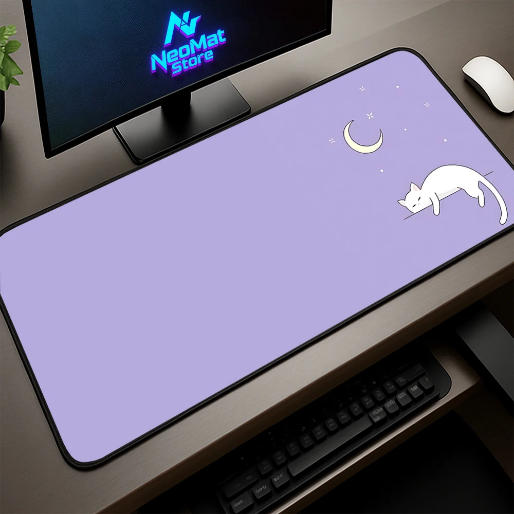 

Kawaii Mouse Pad Purple Cat Pc Gamer Accessories Support Laptop Custom Mousepad Aesthetic Desk Mat Large Desktop Carpet Memo Pad