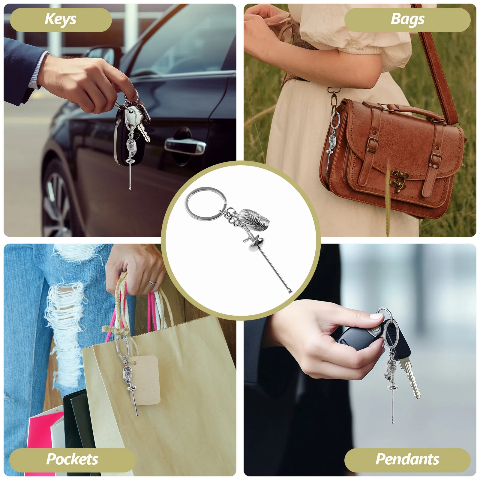 Fencing Sword Keychain Metal Small Keychain Decorative Sports Key Ring for Backpack Bag Pendant Gift Souvenir for Fans