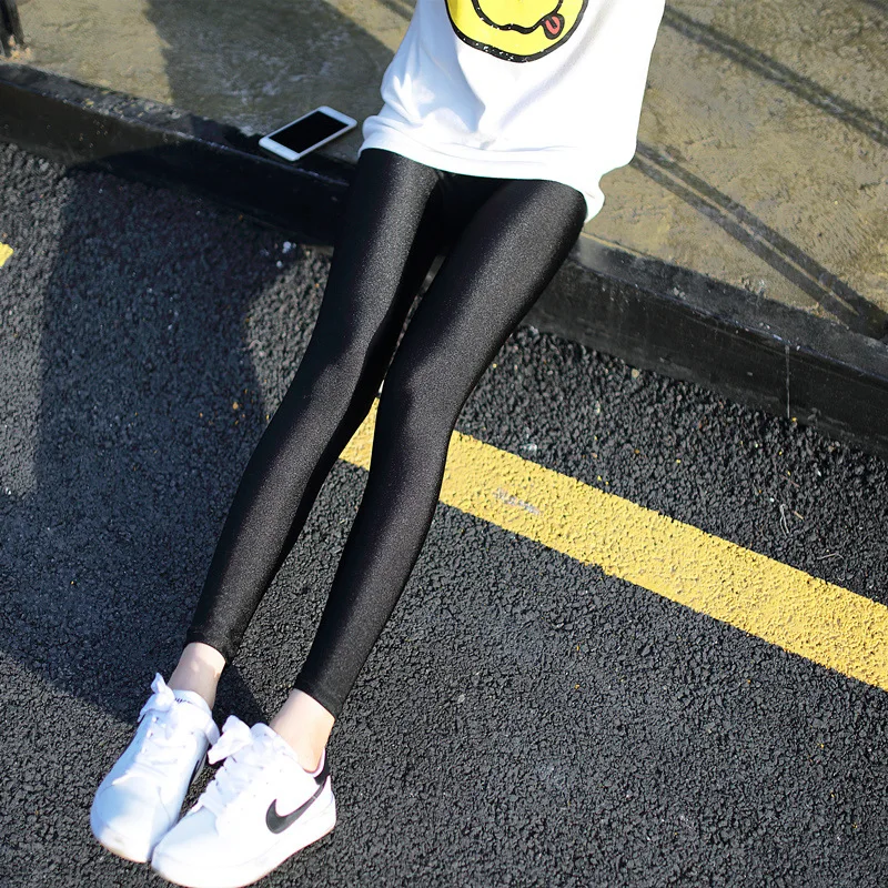 Spring Summer Autumn Leggings Women's Thin Ice Silk Bright Black Slim High Waist Elastic Large Size Tights Pantyhose