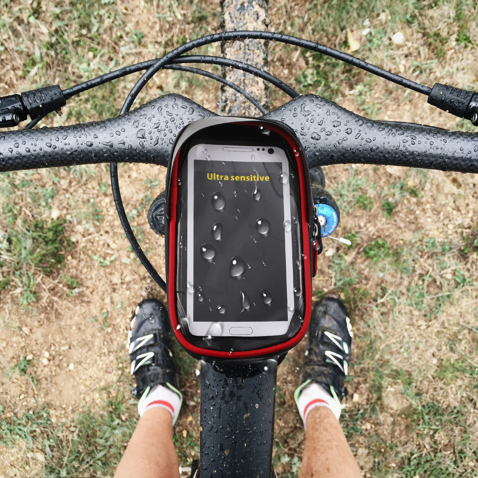 

Cycling Phone Bag Waterproof Composite Material Large Space Scratch Proof Rain Proof Bike Case Front Frame Pouch H Storage