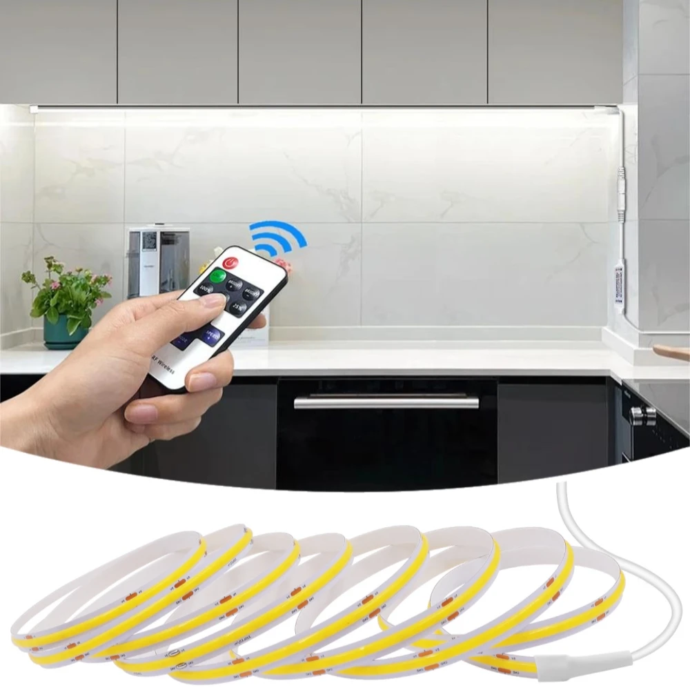 

5V USB Dimmable COB LED Under Cabinet Light Strip 5M 10M 20M 30M Kitchen TV Backlight Diode Tape Lamp With RF Remote Control