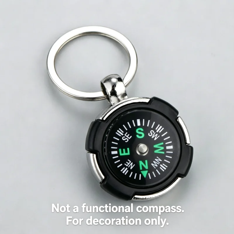 Nouveau porte-clés boussole unisexe pour activités de plein air, alpinisme, escalade, pendentif de sac à dos, ouvre-bouteille, porte-clés (sans fonction de guidage)