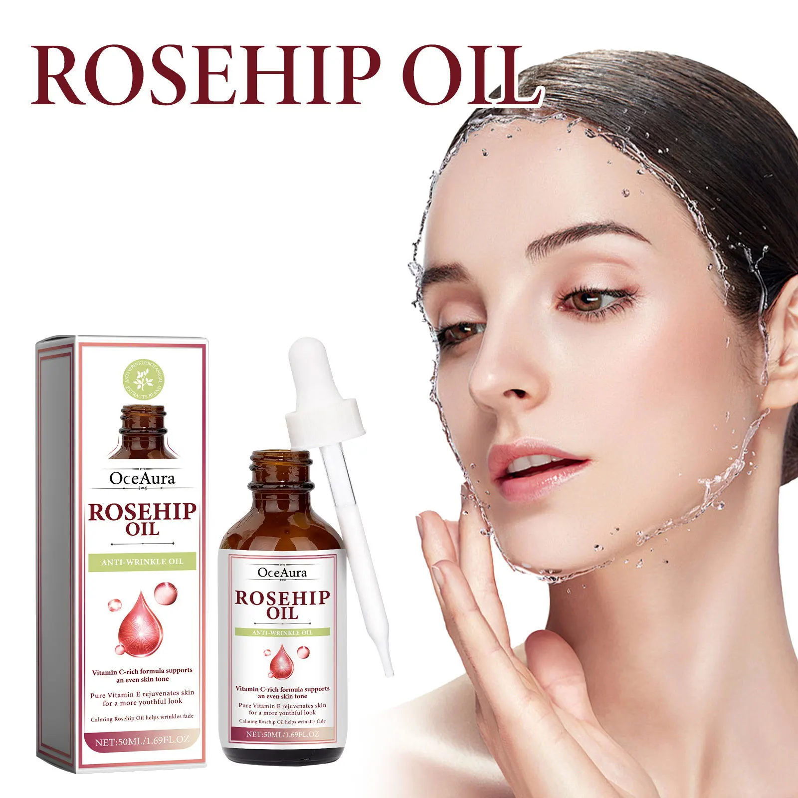 Rosehip Oil Face Essence Serum Fade Fine Lines Shrink Pores Lifting Firming Repair Damaged for Dry Skin Facial Nourishing Oils